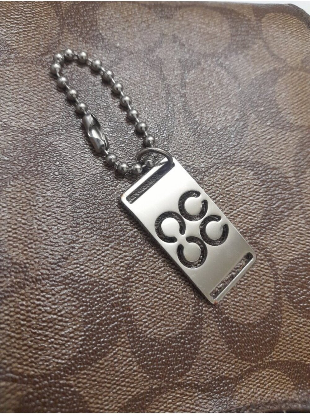 COACH Pendant Silver Tone Cutout Bag Charm Keychain